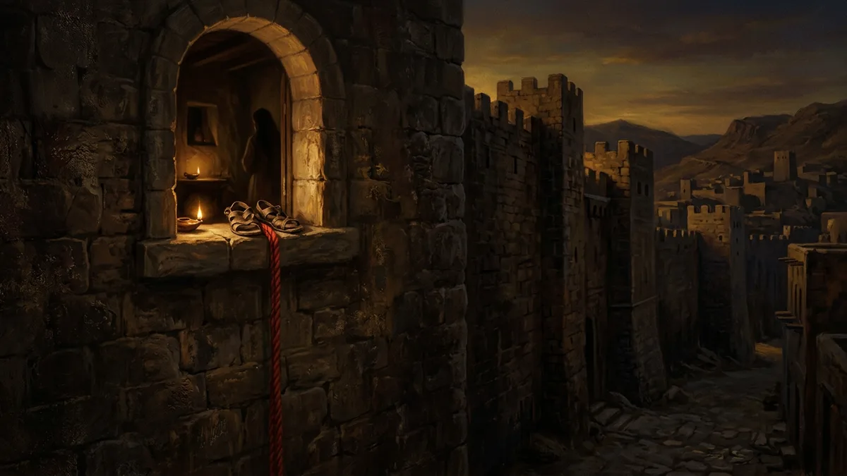 Escena editorial evocando a Rahab
